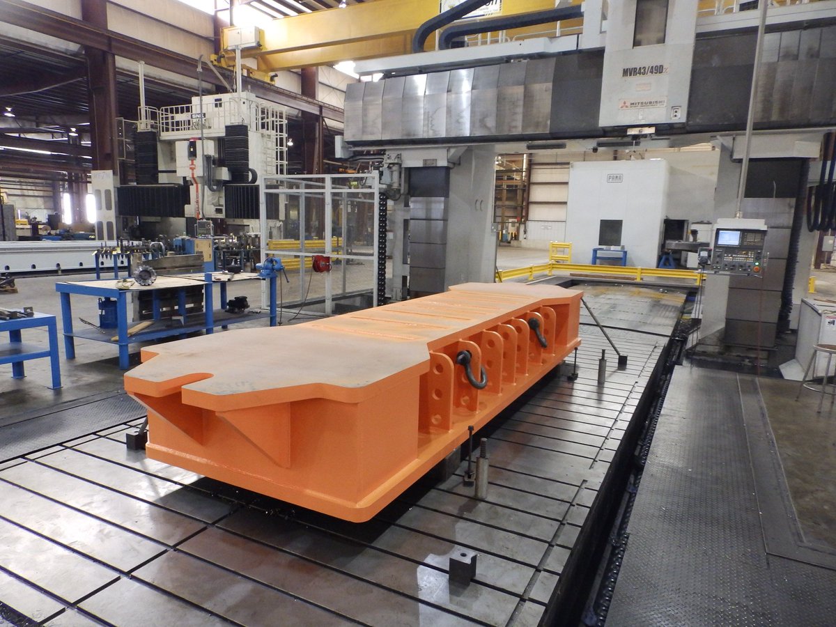 KMMachineFab's tweet photo. Injection molding press fabrication ready for machining on large vertical gantry mill. #FABRICATION #MACHINING https://t.co/zZGyTTslcD