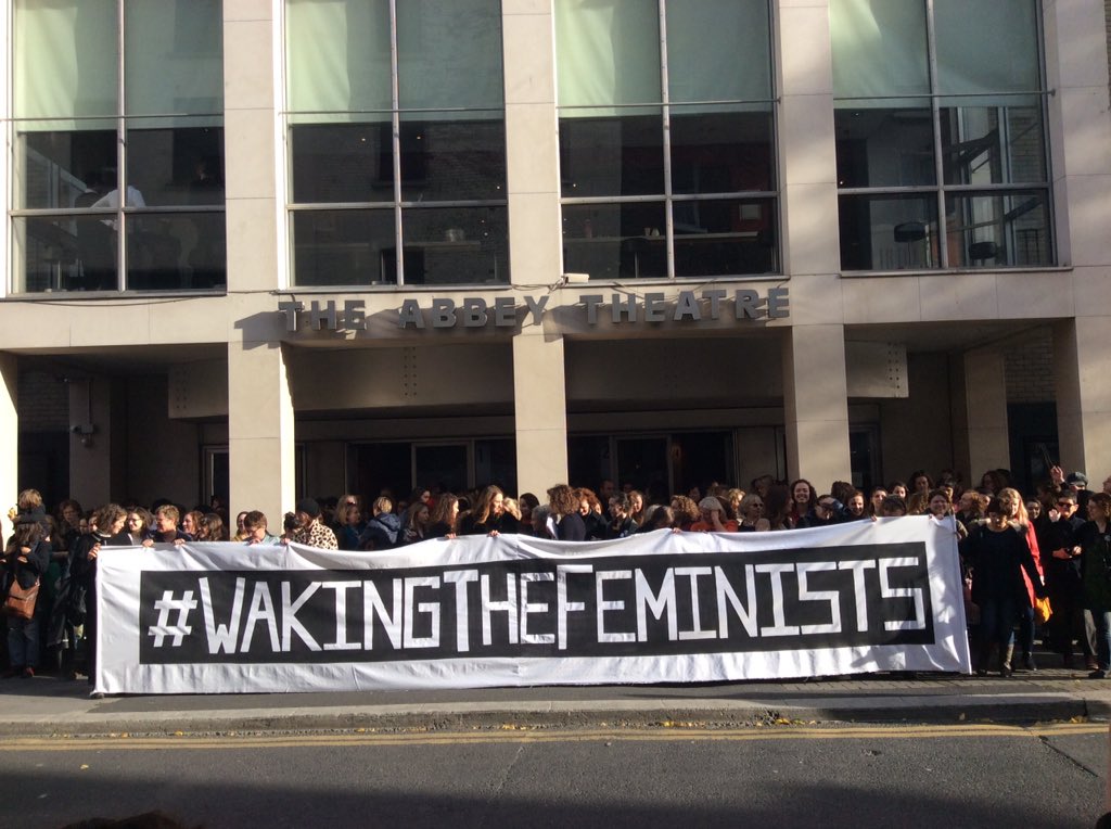 WTFeminists's tweet photo. Setting up for the group pic of women gathered who are working in the arts in Ireland. #WakingTheFeminists https://t.co/7ZxVkkNVEi