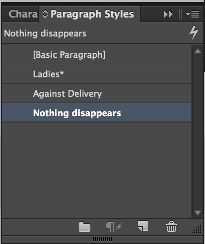 ladiesotpress's tweet photo. We have a paragraph style called 'nothing disappears'. @AgainstDelivery #blackboardcafe #press #indesign #magic https://t.co/A5zRv2pkwS