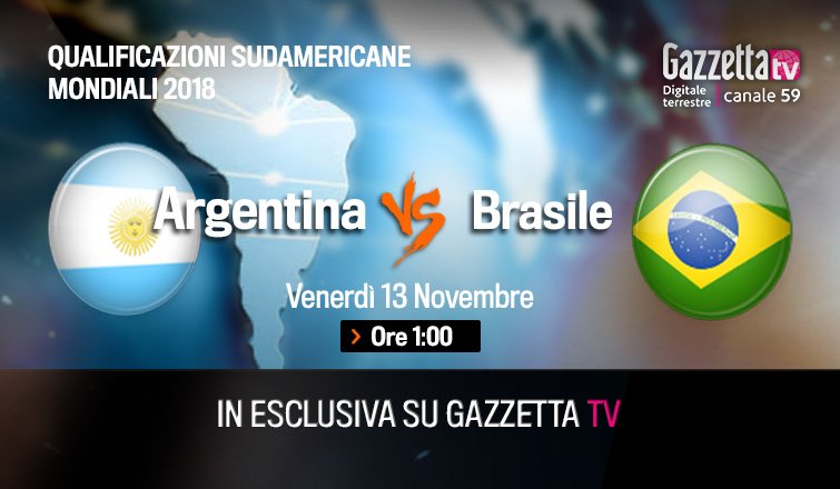 gazzettatv59's tweet photo. Le qualificazioni @CONMEBOL sono su Gazzetta Tv! Nella notte spazio alla storia: #ArgentinaBrasile #gazzasudamerica https://t.co/l33lJnAQTx