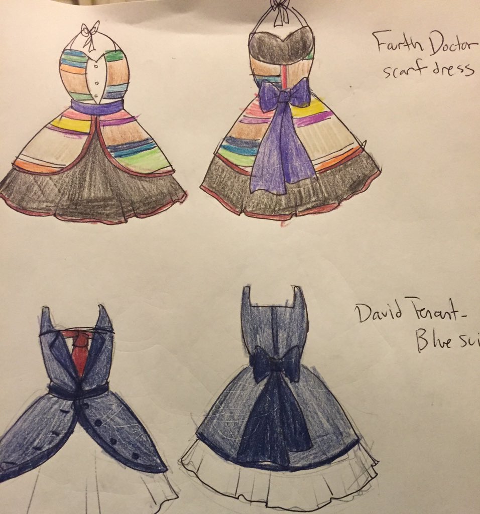 ActionPink17's tweet image. Some more #drwho designs from our assistant! #4thdoctor #4thdoctorscarf #davidtennant #dress