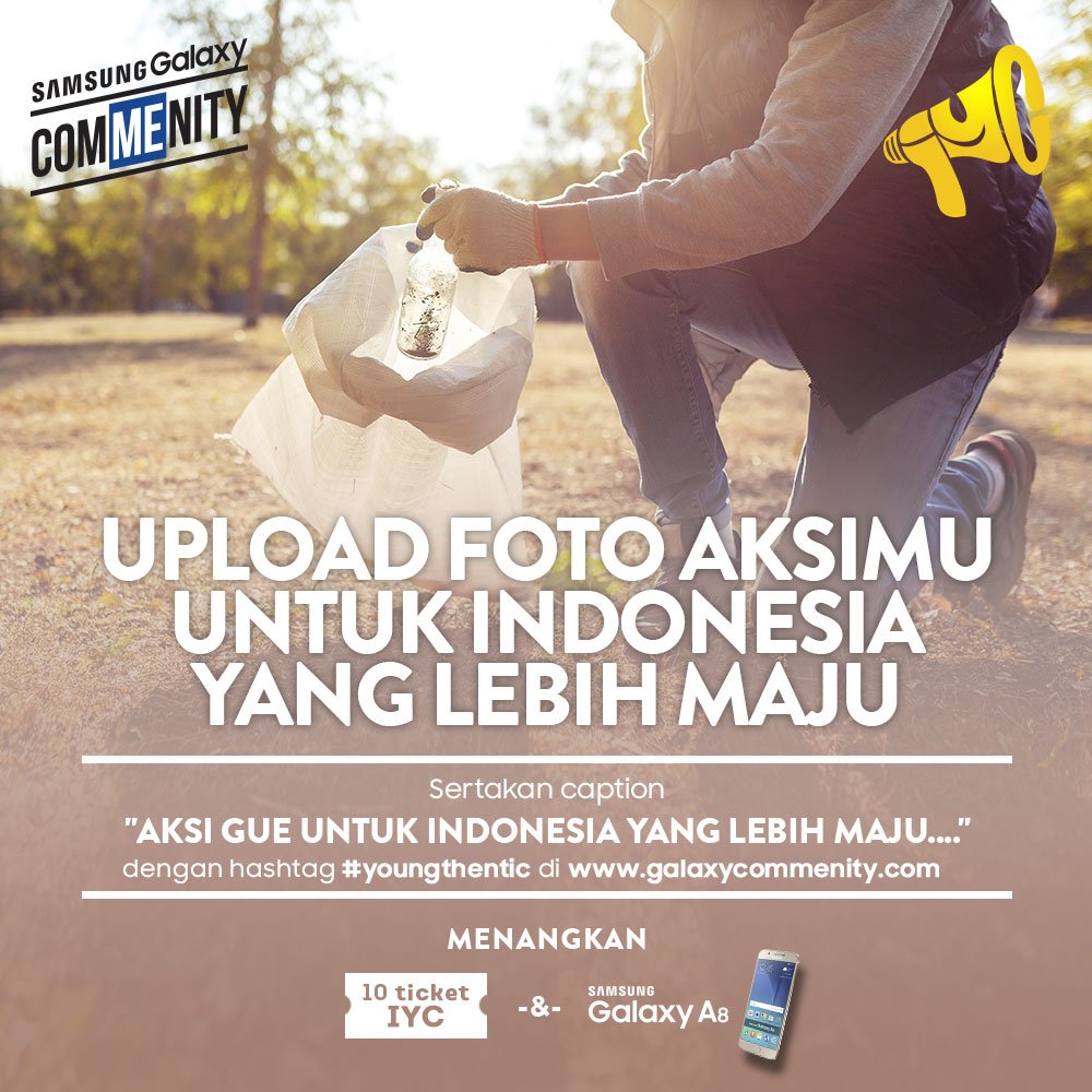 Tunjukkan aksimu utk Indonesia yg lebih maju di galaxycommenity.com. Ada Samsung Galaxy A8 utkmu. #Youngthentic