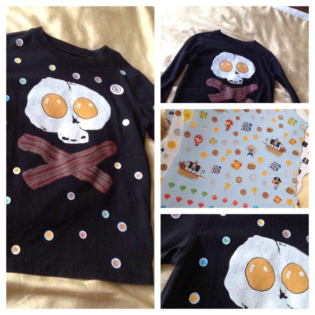#childreninneed School #NonUniform day Spotty theme. Tough for #boys. Solution? Pirate top + treasure stickers!