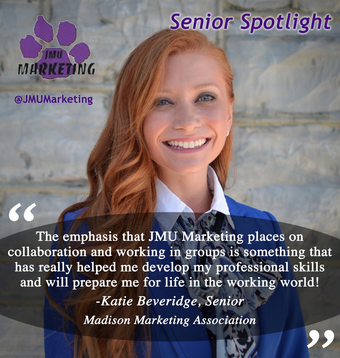 JMUMarketing's tweet photo. This week's @JMUCOB #SeniorSpotlight, @kt_bebido https://t.co/6BWflUBV6P