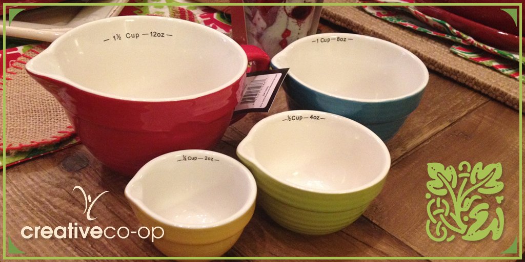CourtyardCarmi's tweet photo. Whimsical #CreativeCoOp batter-bowl shaped measuring cups. #ShopCarmiFirst 4 unique gift ideas! #TheCourtyardRocks https://t.co/bUQzzeFpgq