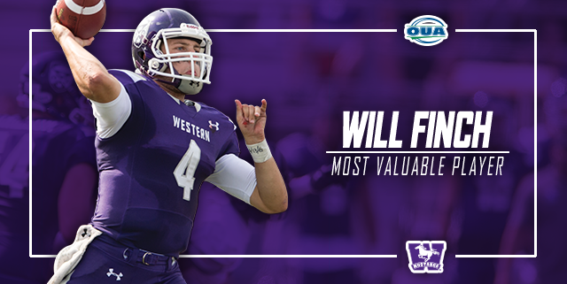 The #OUA Most Valuable Player and nominee for @CIS_SIC Hec Creighton nominee is <a href="/WesternMustangs/">Western Mustangs</a> QB Will Finch.