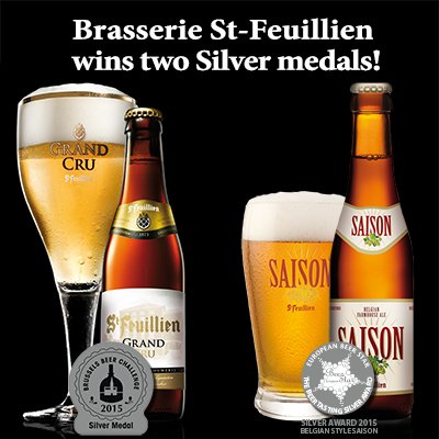 Brasserie St-Feuillien wins two Silver medals! #BBC2015 &amp; #EBS2015
