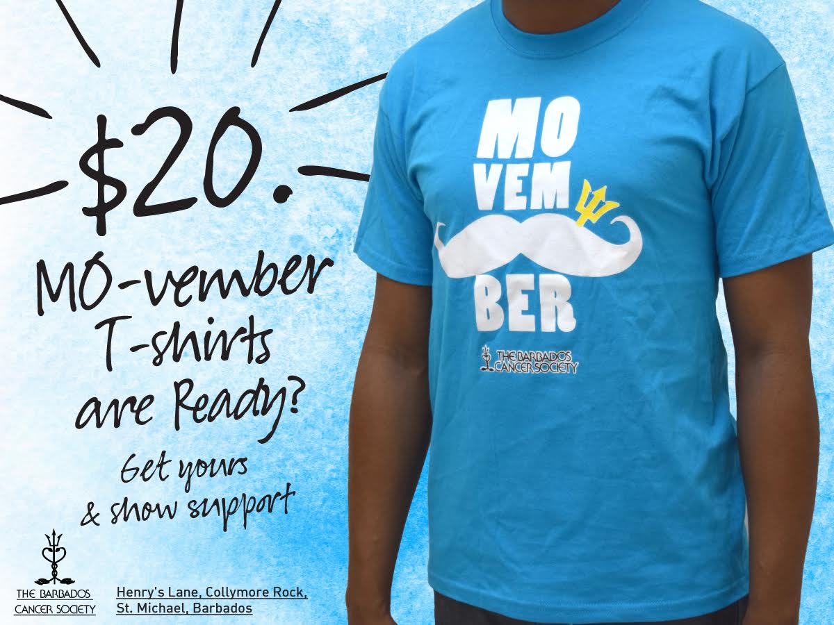 bcsmovember's tweet photo. Walking in the #Funathlon? Purchase a #Movember T-shirts and help raise awareness of #ProstateCancer in #Barbados. https://t.co/Qkrrisj4U0