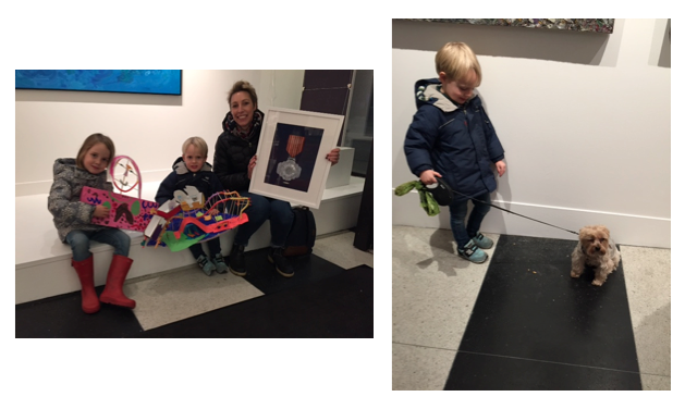 dimensionscf's tweet image. #AnnaChurch holding one of the "at your service medal series" - "Night Cap" w/her children Molly &amp;amp; Thomas! #artists