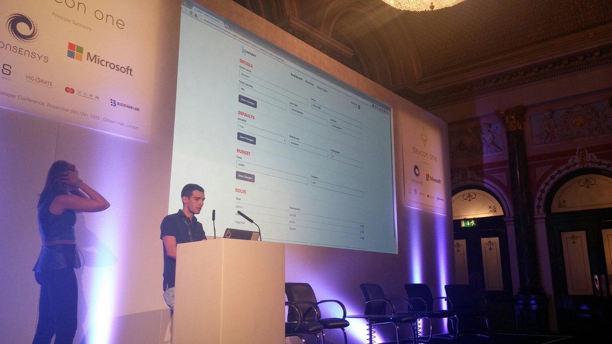 ethereum's tweet photo. Live Inflekt demo by Marian Oancea #devcon1 https://t.co/8ie0hhSh0x