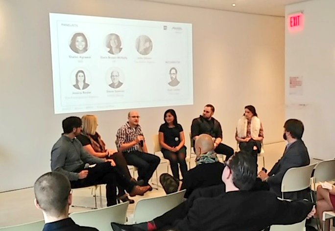 PSFK's tweet photo. Panelists @DorisBrown4 @MAYA_Design @ShalsNYC @gibo7 @JessicaResler with @scottlachut on the future of marketing https://t.co/O9dqbzFCqv