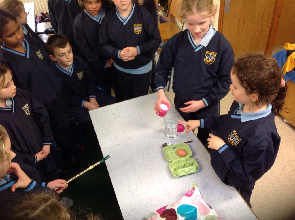 MilfordNS82's tweet image. Fourth Class experimenting during Science Week #ScienceWeek #lavalamps #lungmodels #floatingeggs #quicksand