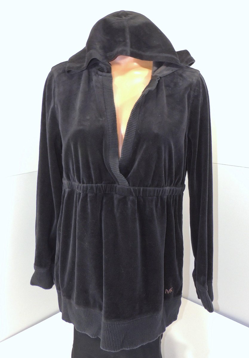 Inventory Item  Michael Kors Black Long Sleeve V-Neck Hoodie Top Sz L  #michaelkors #kors #inventory
