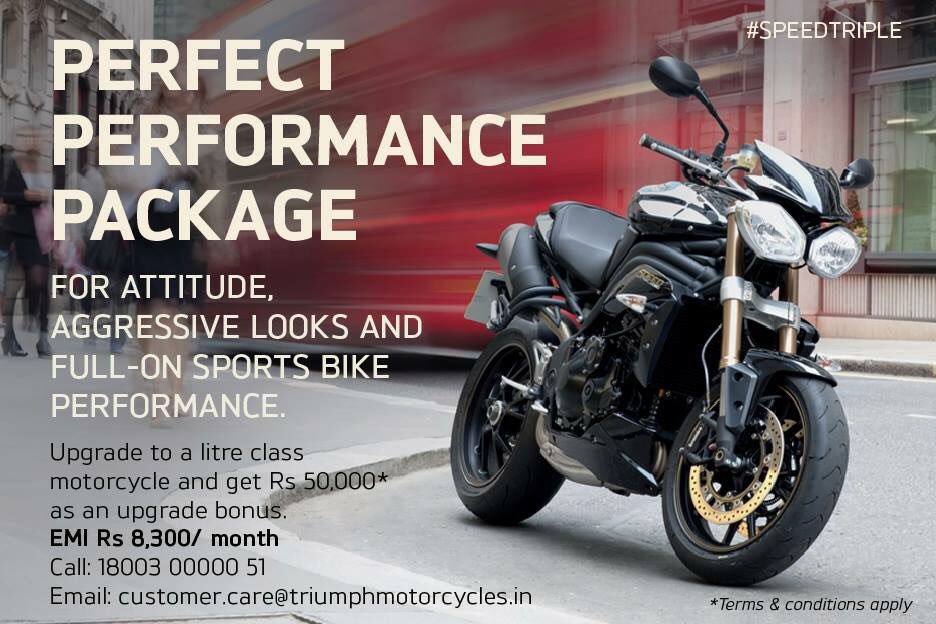 IndiaTriumph's tweet image. Perfect performance package for attitude, aggressive looks &amp;amp; sports bike performance. #UpgradeOffer #SpeedTriple