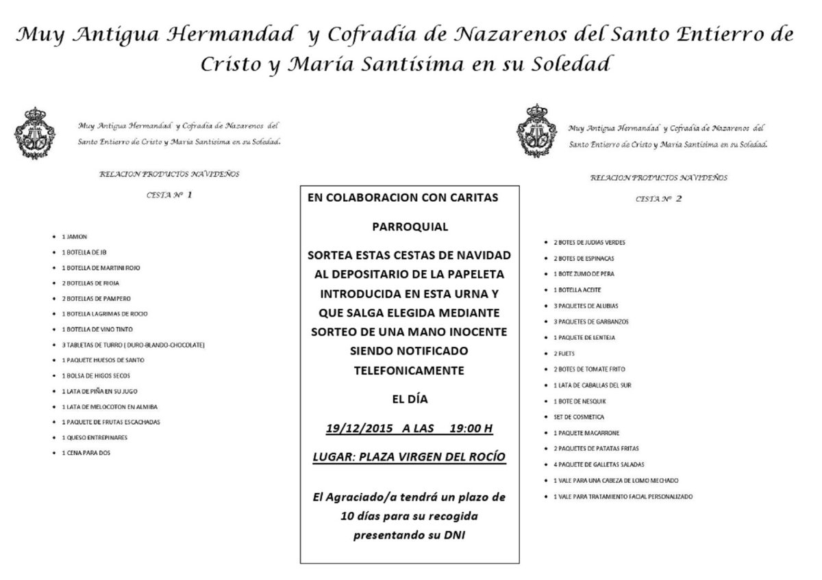 HdadSoledadAlm's tweet photo. Participa y gana en nuestro sorteo de la cesta de navidad para estas navidades. https://t.co/HSSlzZBW8j