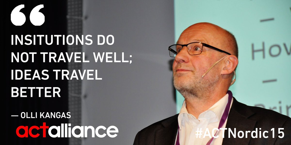 "Insitutions do not travel well; ideas travel better." <a href="/ollikan/">Olli E. Kangas</a> #ACTNordic15