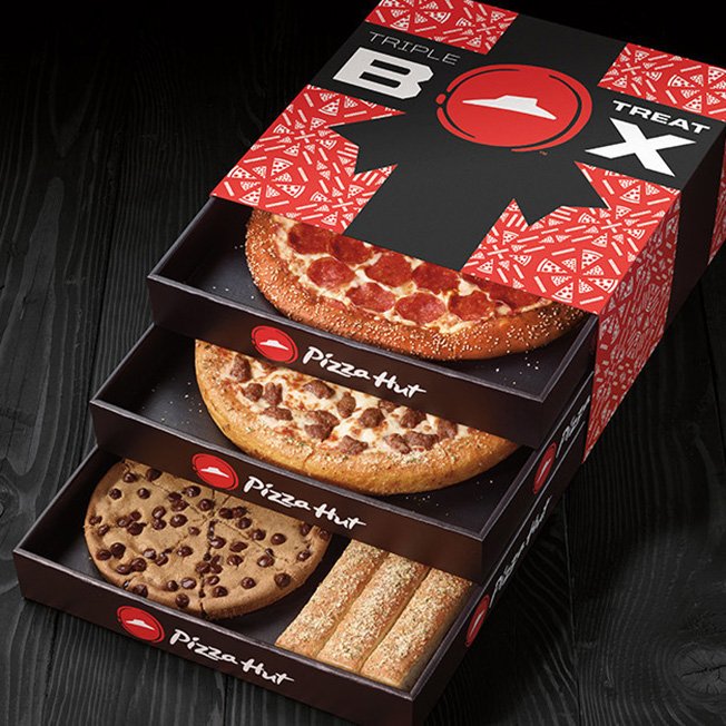 Adweek's tweet photo. Pizza Hut's ridiculous Triple Treat Box gets a ridiculous ad to match. https://t.co/CzUWf2eA8l https://t.co/JcsdJ0dhoZ