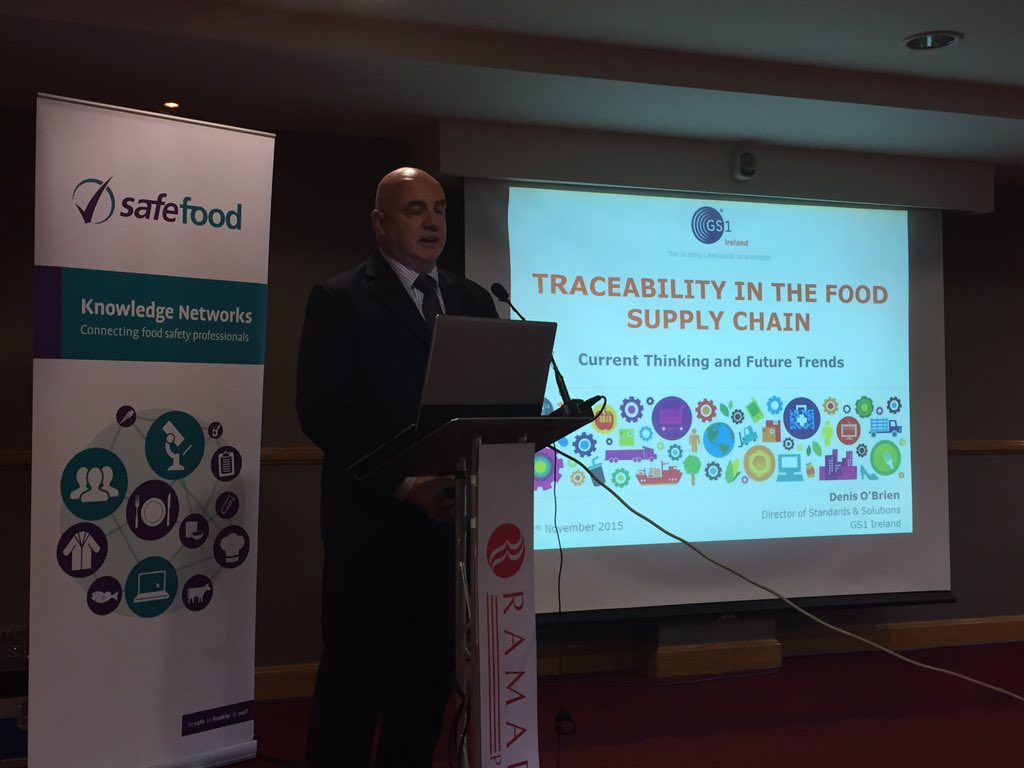 QUBIGFS's tweet image. Denis O'Brien of @GS1Ireland discussing new traceability systems for the food industry #foodfraud #foodcrime