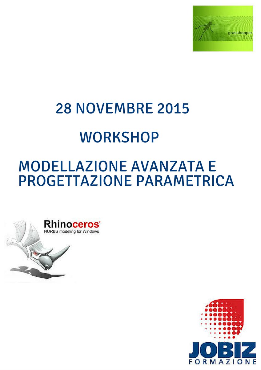 JobizFormazione's tweet photo. #aggiornamentoarchitetti: 28 novembre workshop #Rhinoceros e #Grasshopper https://t.co/fyKYIRcRSe