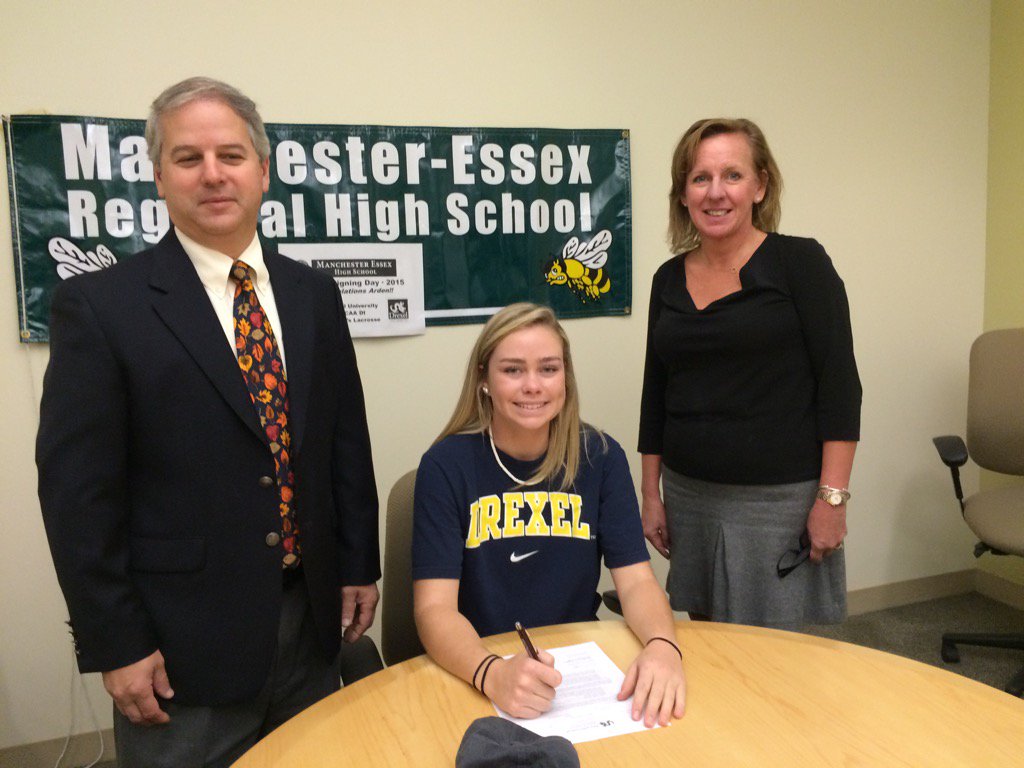 Arden Edgerton signing with Drexel University to play Division I lacrosse in the high school conference room today!