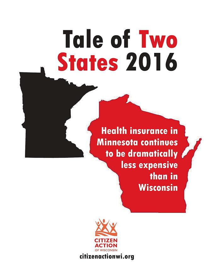 CitizenActionWI's tweet photo. Report: Wisconsinites Still Paying Far More Than Minnesotans for Healthcare: https://t.co/B3lxVRxUg6 #wipolitics https://t.co/61sGmzM6TM