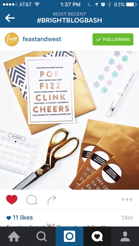 katiewilliamsen's tweet photo. I'm loving the #brightblogbash invites @feastandwest & I ordered from @TinyPrints! https://t.co/uxMr8bzcfG