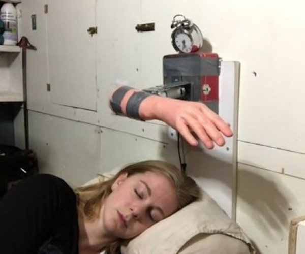 gamebinger's tweet photo. The Wakeup Machine Wakes You with a #Slap: Simone Giertz has created an #alarm#clock that… https://t.co/jzh39X2j44 https://t.co/m53TJQmSSX
