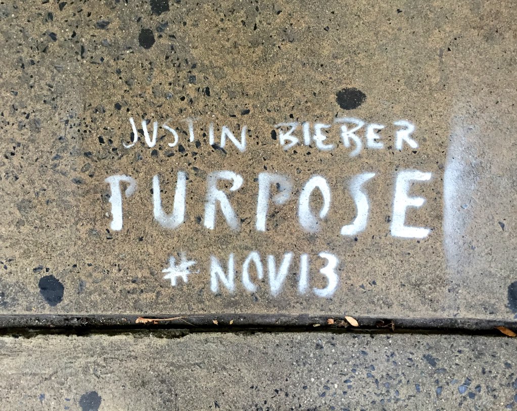 SpanishinMIA's tweet photo. New York streets are talking, #1DayTillPURPOSE https://t.co/04chstupSa