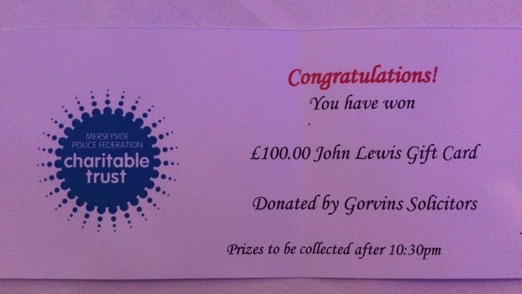 le_bobo666's tweet photo. @Gorvins Thank you very much for the £100 @johnlewisretail voucher!! #policefederation #charitydinner https://t.co/qskAlChwBg