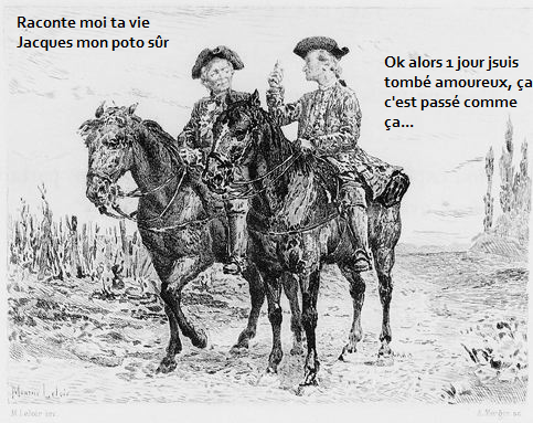 Histoiresumee's tweet photo. "Jacques le fataliste et son maître", de Diderot #RésuméExhaustif https://t.co/eIAFCBkzBA
