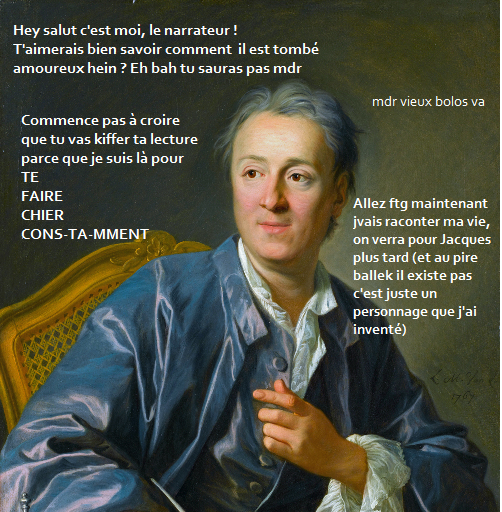 Histoiresumee's tweet photo. "Jacques le fataliste et son maître", de Diderot #RésuméExhaustif https://t.co/eIAFCBkzBA