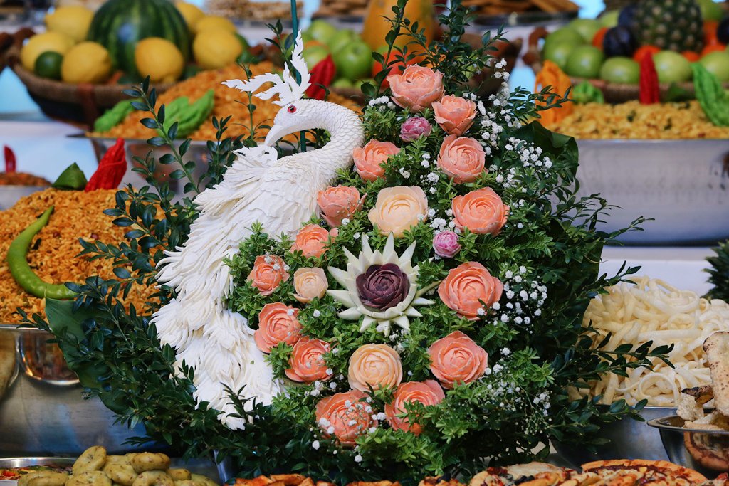 NeasdenTemple's tweet image. The beautiful #neasdendiwali #Annakut - where culinary skills and art combine with devotion