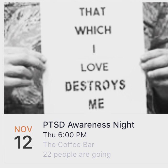coffeebarmov's tweet photo. TONIGHT — don't miss it! 
6pm MOVIE - followed by a panel discussion. #ptsdawareness #ptsd #movienight #liveloveMOV https://t.co/Ao9CljjrAD