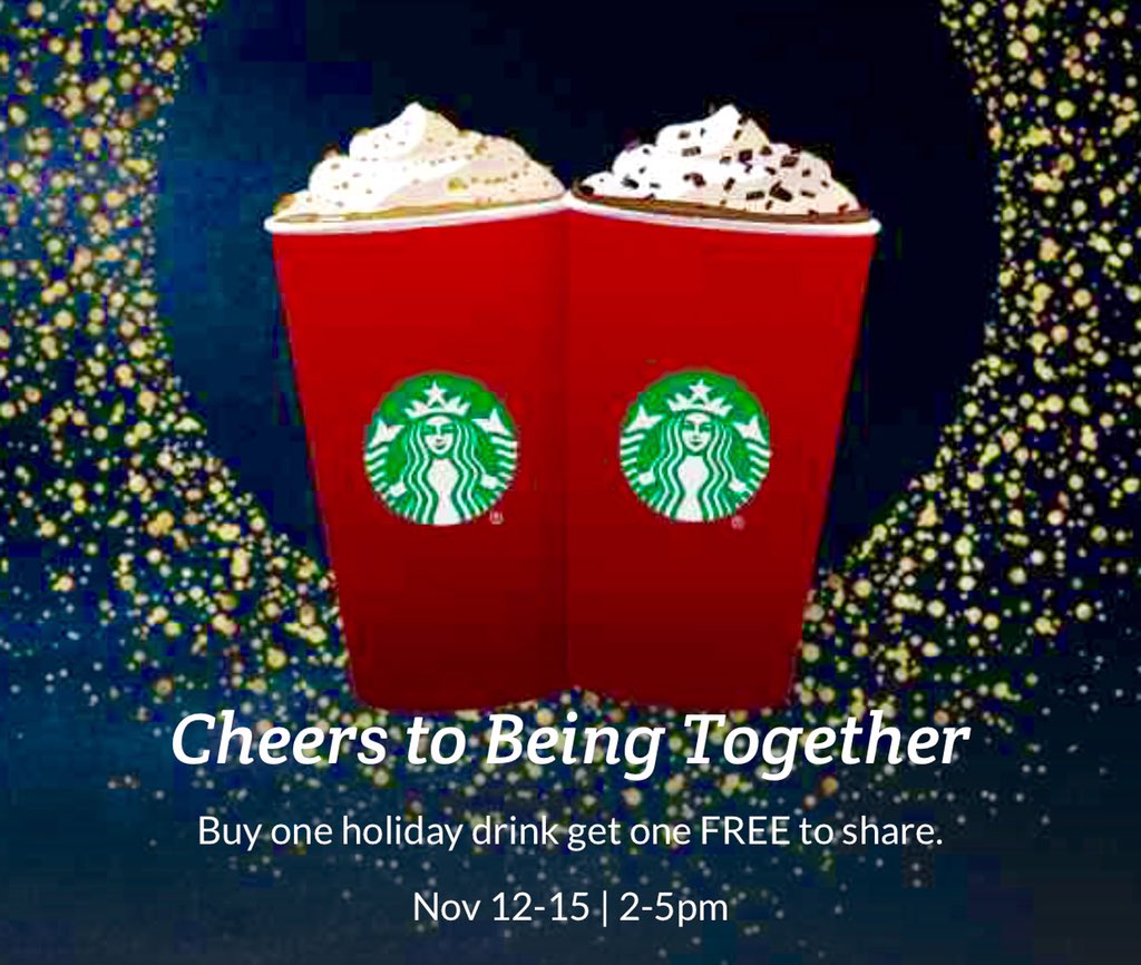 You're favorite holiday beverages are BOGO 2-5p 4 days only!!!