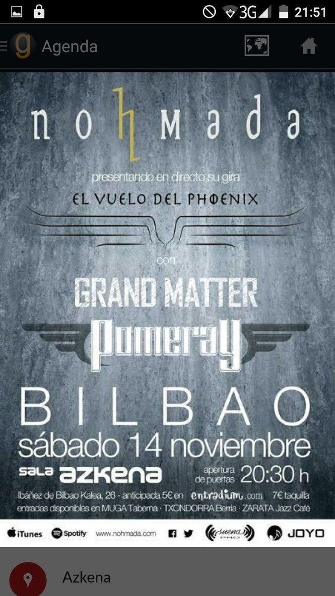 gauapp's tweet photo. Sorteamos 2 entradas dobles para el #concierto de @nohmada en @azkena_bilbao GrandMatter y Pomeray! RT y síguenos! https://t.co/30dDPBQ2YP