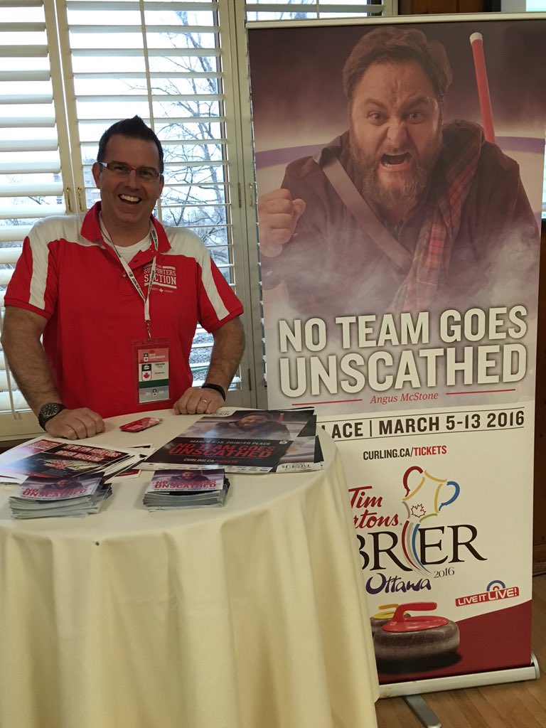 CurlingCanada's tweet photo. .@supportCDNsport is on hand at the #2016CdnMixed in #YYZ to promote the #Brier2016 Road Warrior program https://t.co/gsQqrhx6an