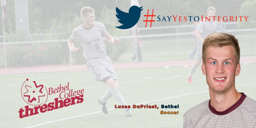 kcacsports's tweet photo. @LucasDuPriest, a junior men`s soccer player @bethelks has pledged to #SayYesToIntegrity! @bethelthresher https://t.co/50AlWTsqbc