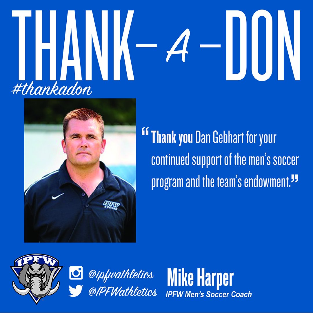 GoMastodons's tweet photo. Today's #ThankADon comes from #IPFWmsoc coach Mike Harper to Business Manager of Advancement Dan Gebhart #GoDons https://t.co/SOmCDo1oro