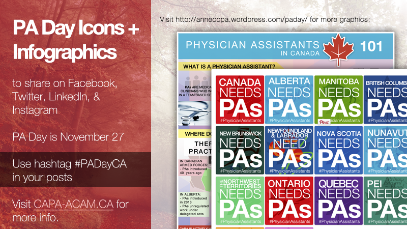 CanadianPA's tweet photo. National #PhysicianAssistant Day is in 2 wks! Use #PADayCA, for graphics &amp; icons to share: https://t.co/vUeHhnE8HI https://t.co/UABOEu3Az0