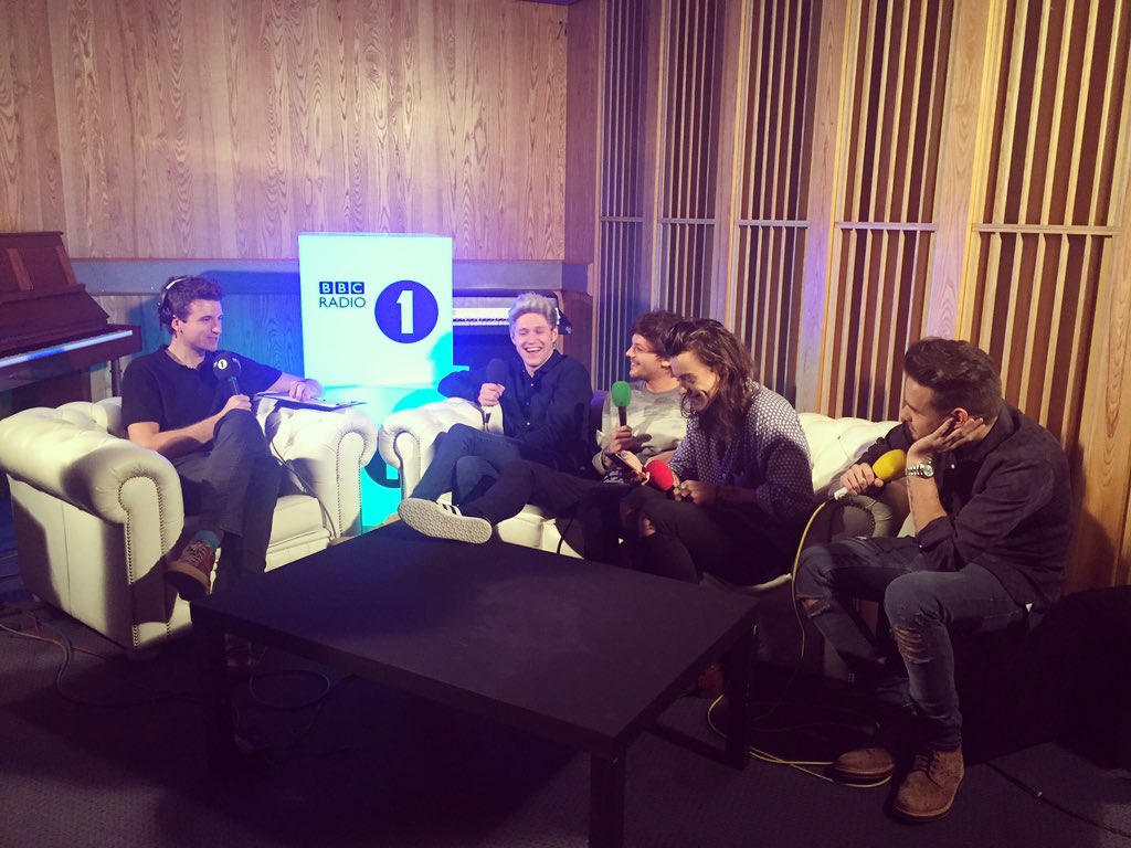 onedirection's tweet image. The guys are now on @BBCR1 with @gregjames. Tune in now!