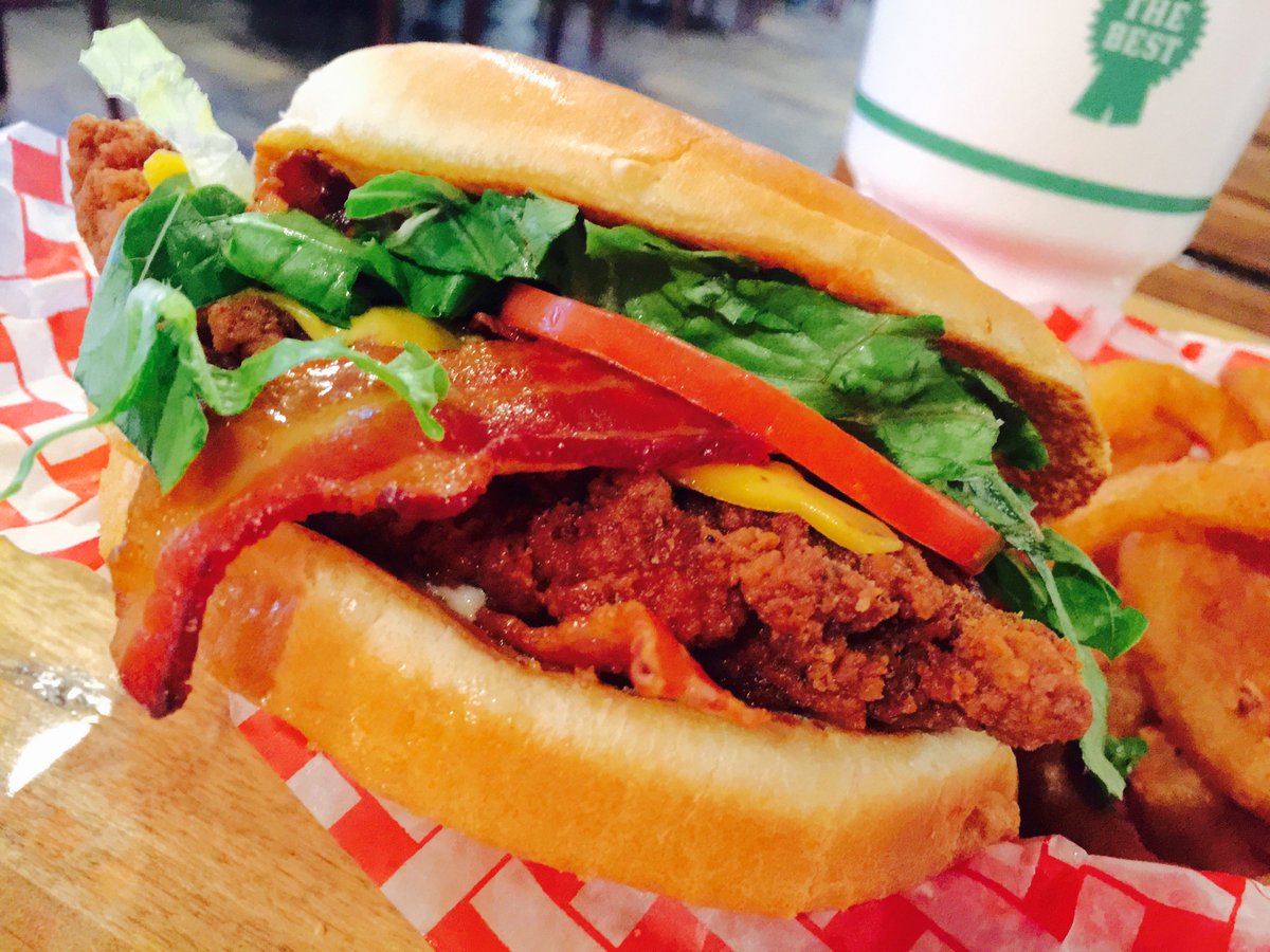 BurgerStCorp's tweet photo. Thought our spicy chicken sandwich couldn't get better? Think again. Add bacon &amp; cheese for 2x the crunch &amp; flavour. https://t.co/imPhQH45px
