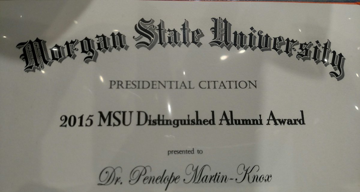 DrPenK's tweet image. Honored to receive @MorganStateU Presidential Citation as a Distinguished Alumni @MSUBandAlumni  #FairMorgan
