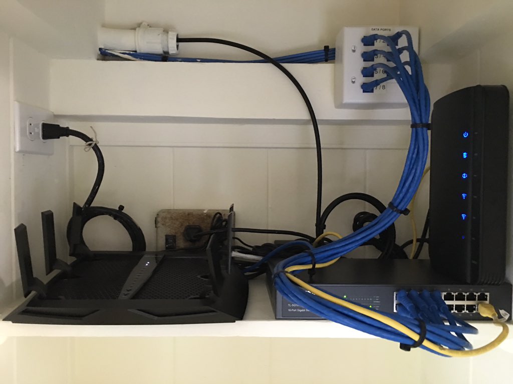 Home office installation. Double Gang termination instead of patch panel.