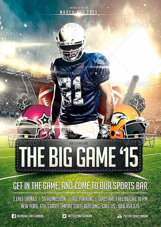 psdsonar on twitter big game football flyer template https t