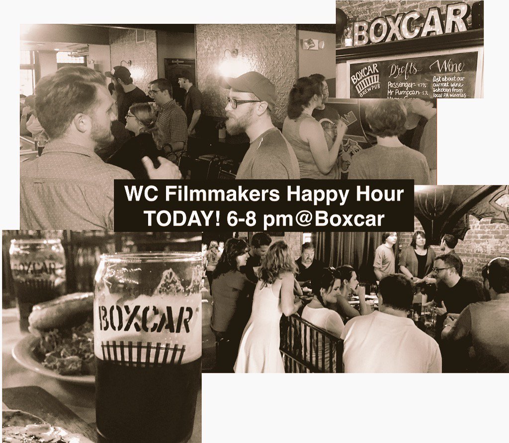wcfilmmakers's tweet photo. Filmmaker Happy Hour is TODAY @boxcarbrewery from 6-8. Shake off your rainy day with us! #westchesterpa #filmmaking https://t.co/fTtmnYUzkX