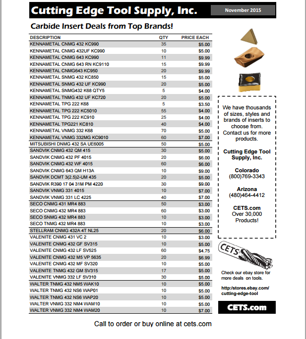CETS.com November Carbide Insert Sale!!!

cetsonline.com/2015/pdf/novem…