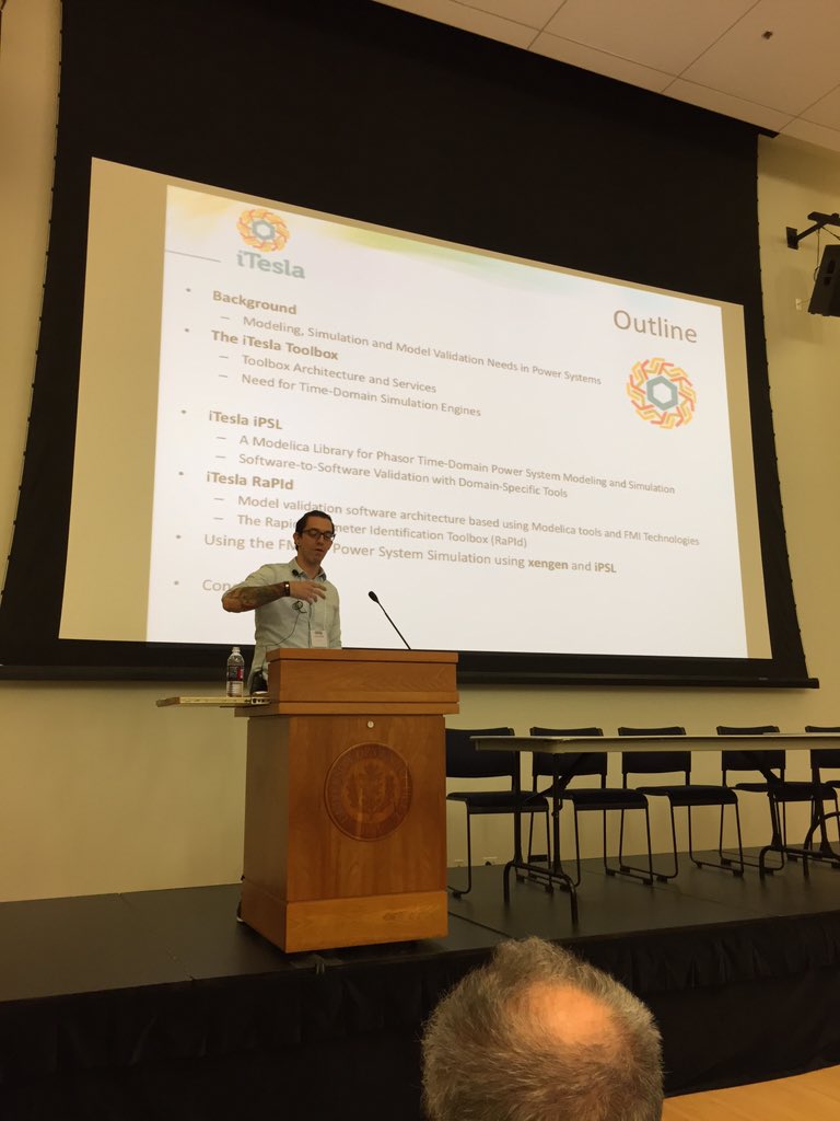 xogeny's tweet photo. Luigi Vanfretti talking about using @xogeny's xengen tool to turn power grid models into web-based analysis apps. https://t.co/FDoysZkfC9