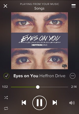 .@tolboothost @HeffronDrive @dbeltwrites Listening 2 #EyesOnYou #SpotifyExclusive I❤️ it! Thank u 4 an amazing song!