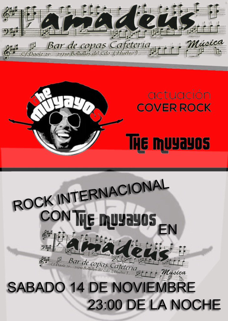 viveAmadeus's tweet photo. SÁBADO 14 concierto en amadeus con The Muyayos https://t.co/eaX1ryaTM6
