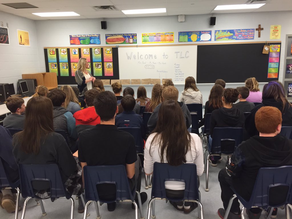 St. Mary's and St. Cecilia's students learning about TLC supports on Grade 8 Day.